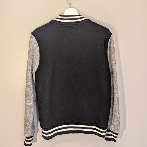 Roots Bomber Varsity Jacket Gray Black Fleece Classic Retro Style - Size S - Picture 2 of 9
